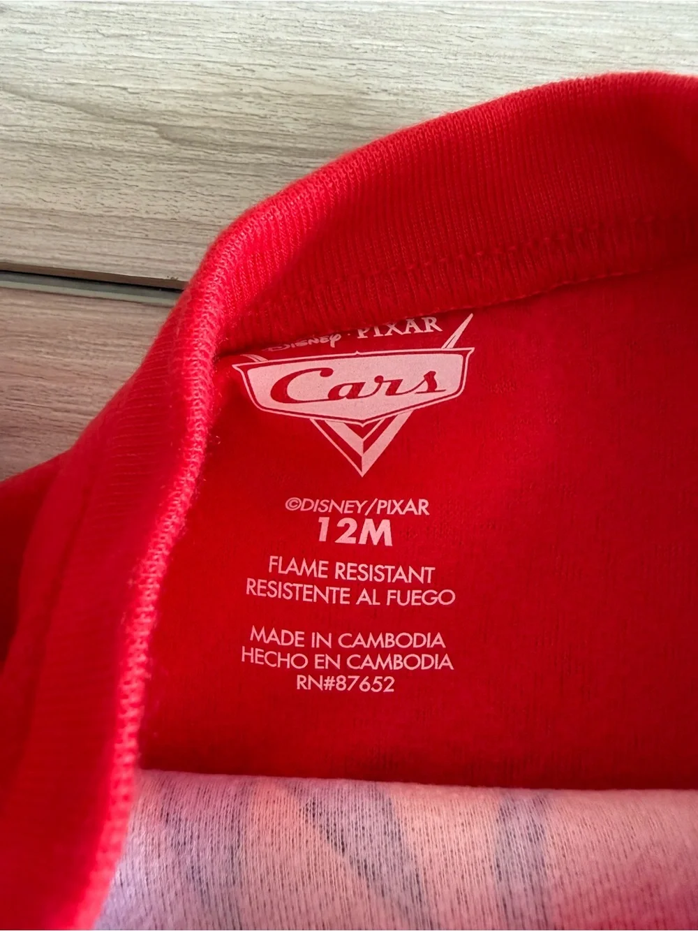 Disney Cars 2 Piece Pajama Set Red 12months NWT IN PACKAGING